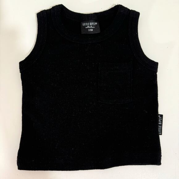 Little Bipsy Black Ribbed Tank Top Size 3-6 Months - Picture 2 of 3